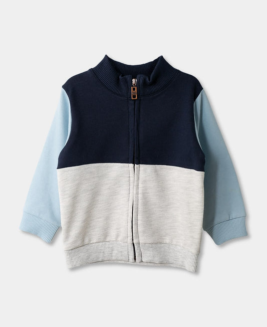 Farbblock-Zip-Up Pullover