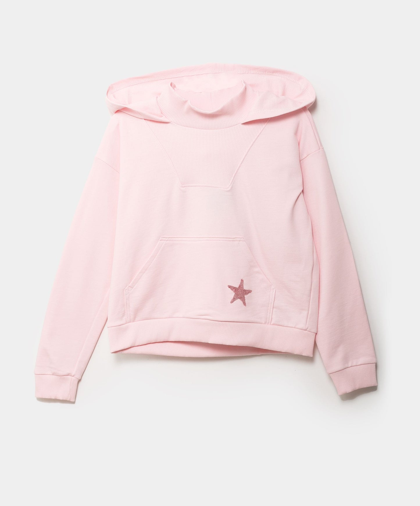 Rosa Hoodie mit Rollkragen